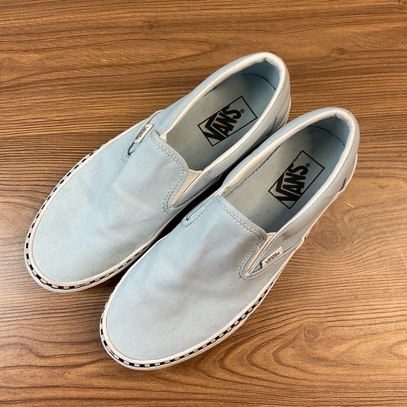 Vans Light Blue Slip-On Sneakers, like new. Women's size 9 - Picture 5 of 7